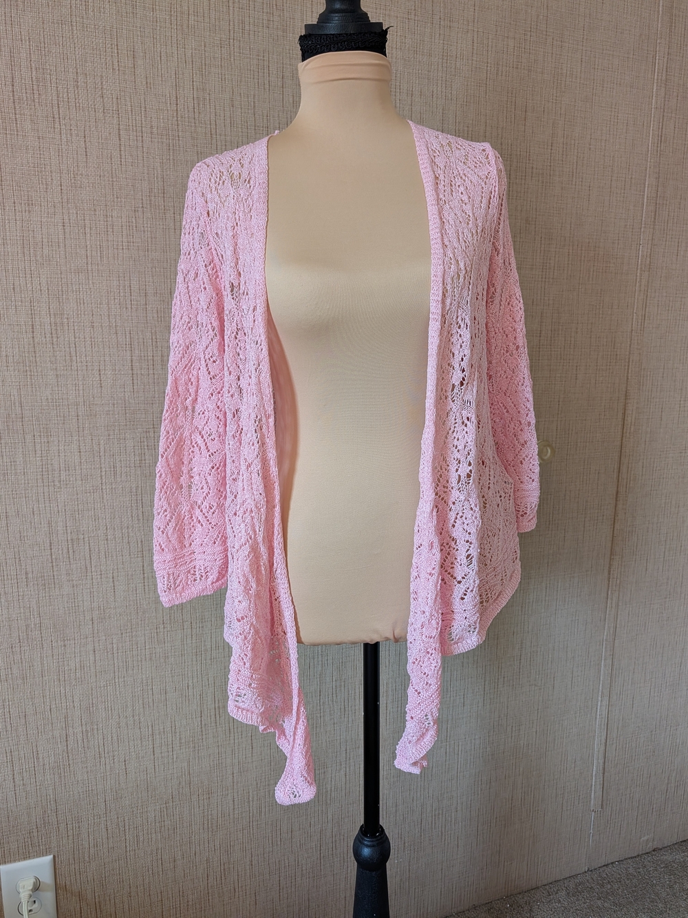 Ruby Rd. Light Pink Open-Knit Tie-Front Cardigan - Picture 2 of 10